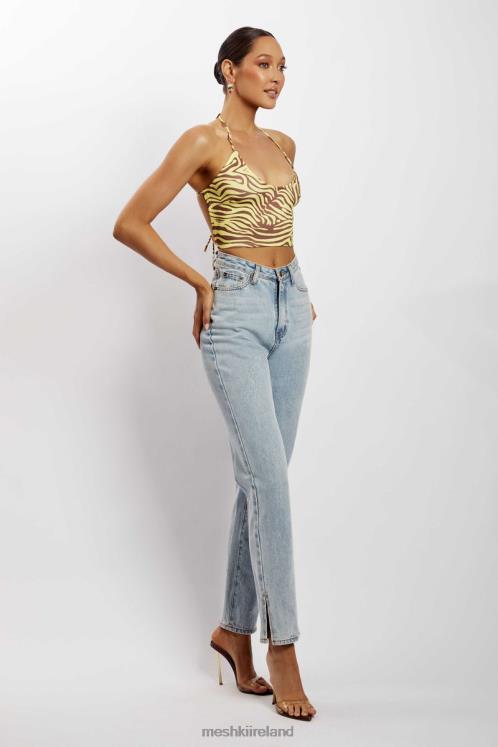 Meshki Joelle Halter Crop Top Clothing Zebra Print 6DX221154