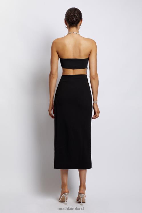 Meshki Lea Diamante Chain Halter Neck Crop Top Clothing Black 6DX221132