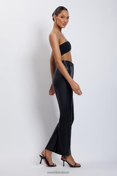 Meshki Lea Diamante Chain Halter Neck Crop Top Clothing Black 6DX221132