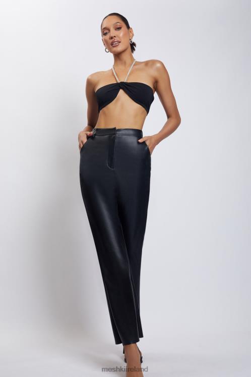 Meshki Lea Diamante Chain Halter Neck Crop Top Clothing Black 6DX221132