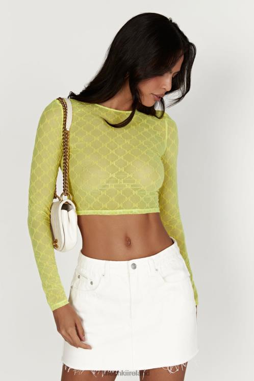 Meshki Letitia Mesh Monogram Crop Top Clothing Fresh Green 6DX221217