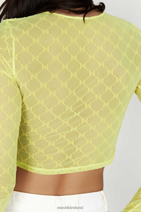 Meshki Letitia Mesh Monogram Crop Top Clothing Fresh Green 6DX221217