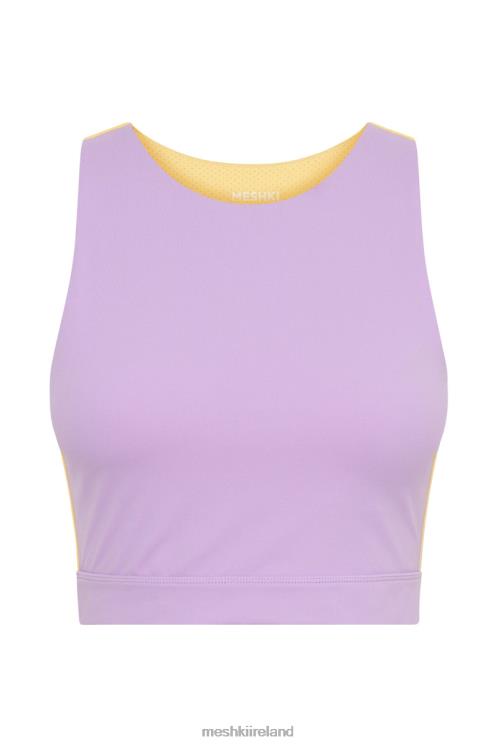 Meshki Lori Two Tone Racer Crop Top Clothing Lilac/Yellow 6DX221075