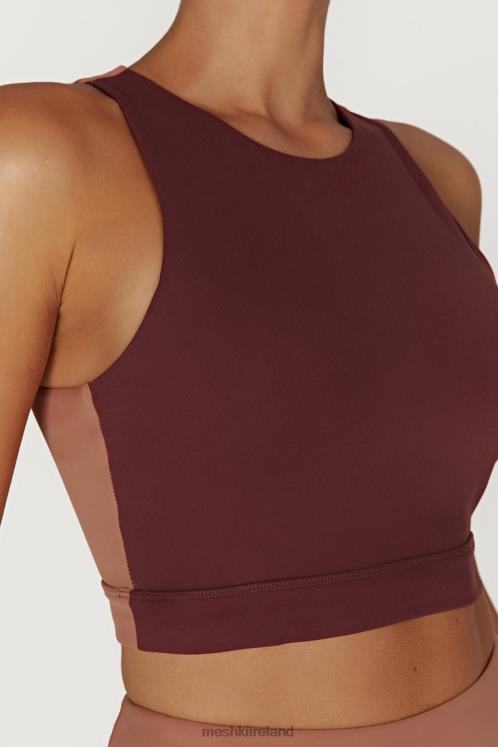 Meshki Lori Two Tone Racer Crop Top Clothing Mahogany/Tan 6DX221094