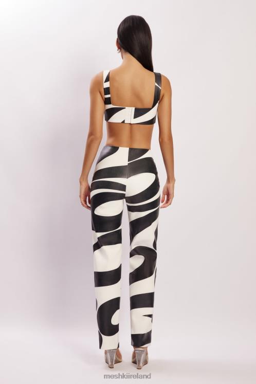 Meshki Mahla Faux Leather Square Neck Crop Clothing Swirl Print 6DX22942