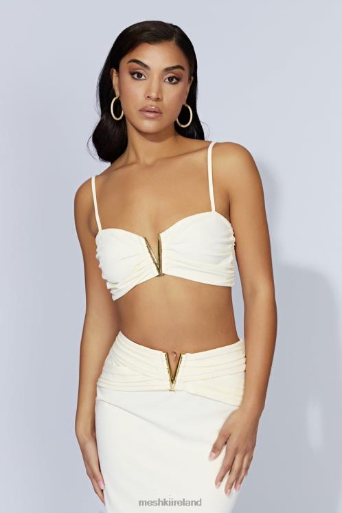 Meshki Maryse V-Hardware Crop Top Clothing Bone 6DX221144