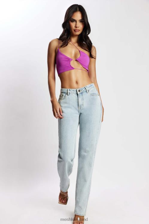 Meshki Montana Ruched Cut Out Crop Top Clothing Violet 6DX221149