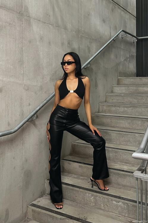 Meshki Nicole Halter Crop Top Clothing Black 6DX221178