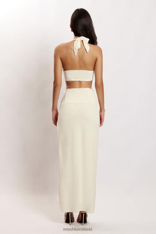 Meshki Nicole Halter Crop Top Clothing Bone 6DX221188