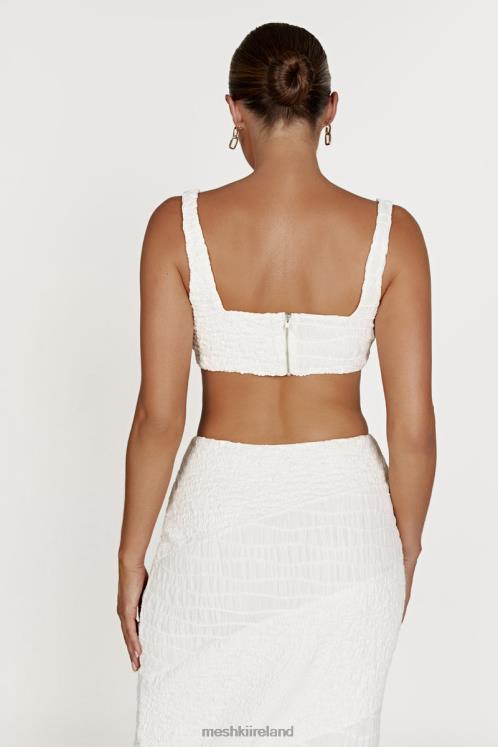 Meshki Nyah Textured Crop Top Clothing White 6DX22900