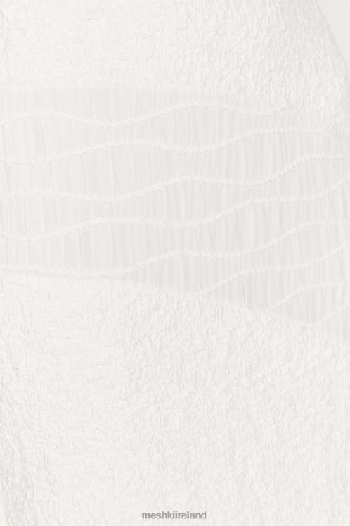 Meshki Nyah Textured Crop Top Clothing White 6DX22900