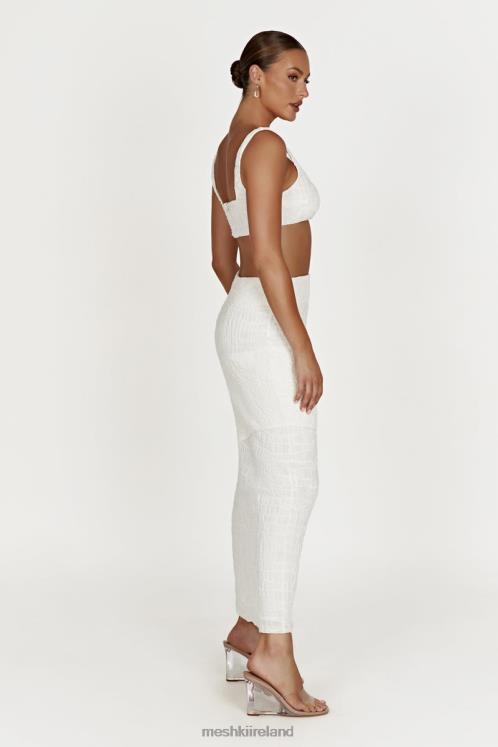 Meshki Nyah Textured Crop Top Clothing White 6DX22900