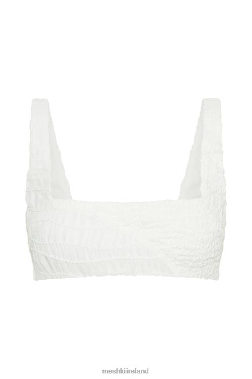 Meshki Nyah Textured Crop Top Clothing White 6DX22900