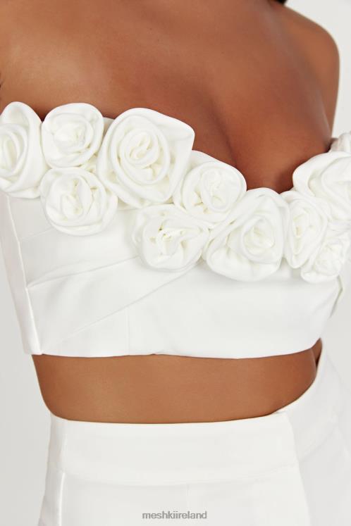 Meshki Paloma Rose Crop Top Clothing White 6DX22868