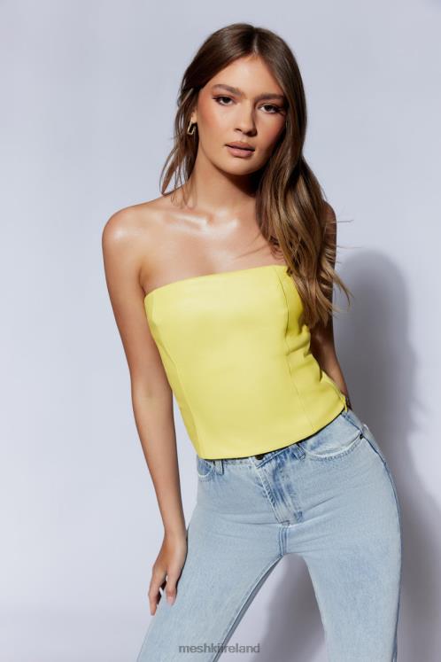 Meshki Pamela Faux Leather Strapless Crop Top Clothing Lemon 6DX22781