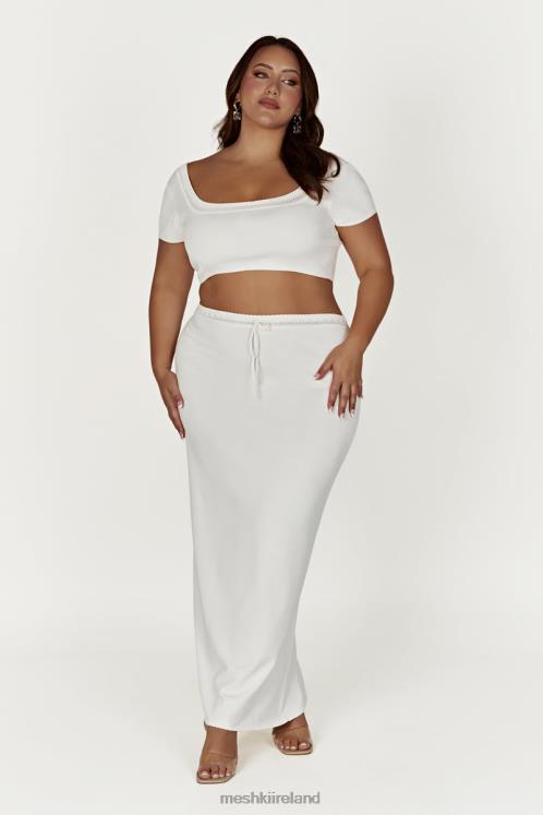 Meshki Penelope Pointelle Knit Crop Top Clothing White 6DX22904