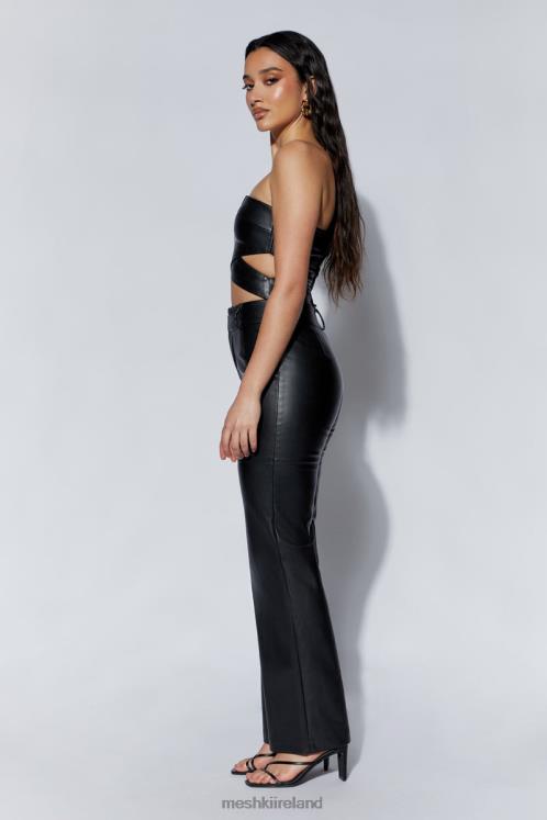 Meshki Perrie Faux Leather Cut Out Crop Top Clothing Black 6DX221103