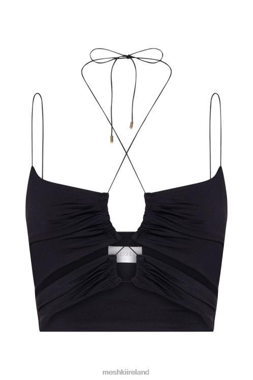 Meshki Phoenix Cut Out Ruched Crop Top Clothing Black 6DX221174