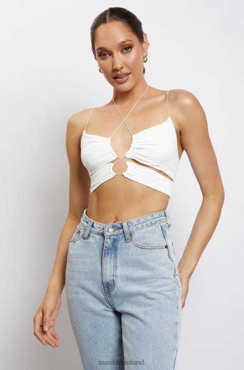 Meshki Phoenix Cut Out Ruched Crop Top Clothing White 6DX221153
