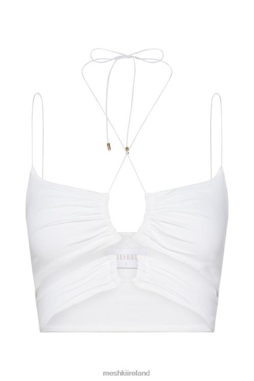 Meshki Phoenix Cut Out Ruched Crop Top Clothing White 6DX221153