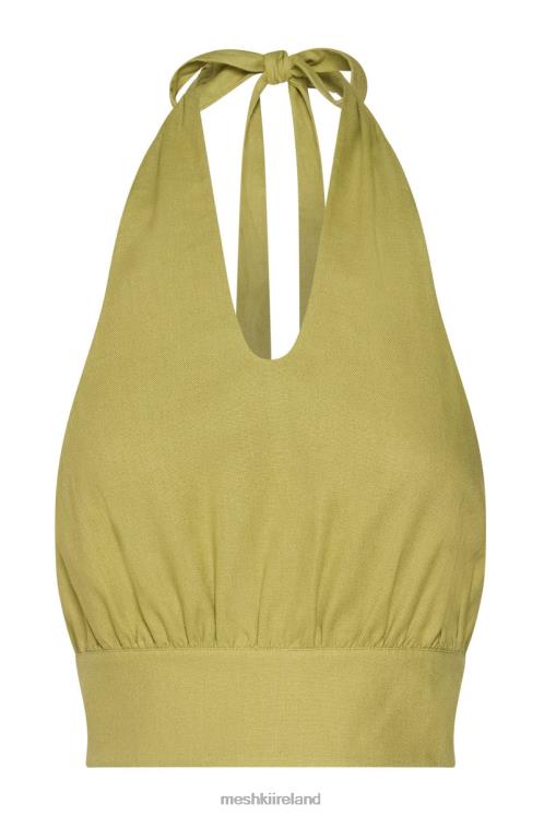 Meshki Piper Halter Neck Linen Crop Top Clothing Apple 6DX221128