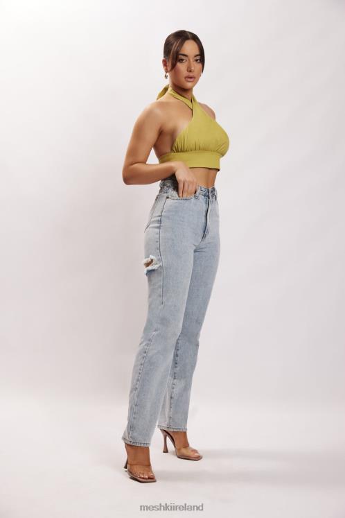 Meshki Piper Halter Neck Linen Crop Top Clothing Apple 6DX221128