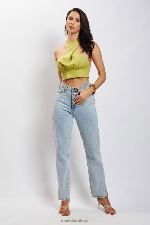 Meshki Piper Halter Neck Linen Crop Top Clothing Apple 6DX221128