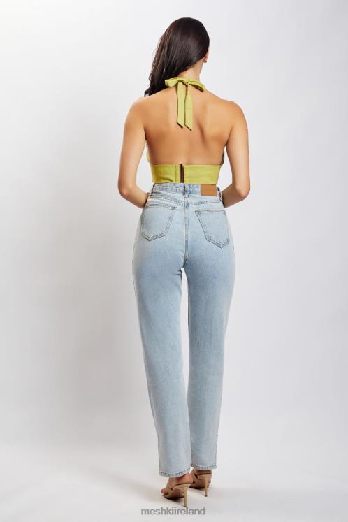 Meshki Piper Halter Neck Linen Crop Top Clothing Apple 6DX221128