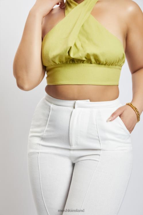 Meshki Piper Halter Neck Linen Crop Top Clothing Apple 6DX221128