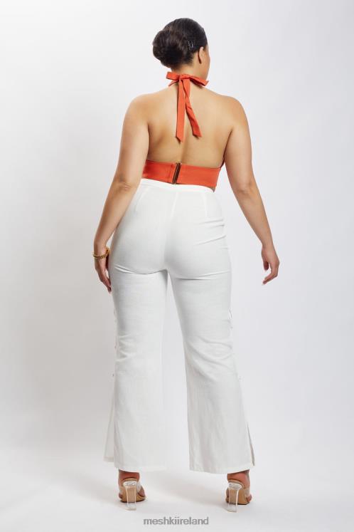 Meshki Piper Halter Neck Linen Crop Top Clothing Terracotta 6DX221114