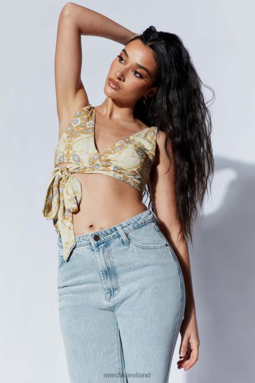 Meshki Ramona Functional Wrap Crop Top Clothing Persian Print 6DX221127