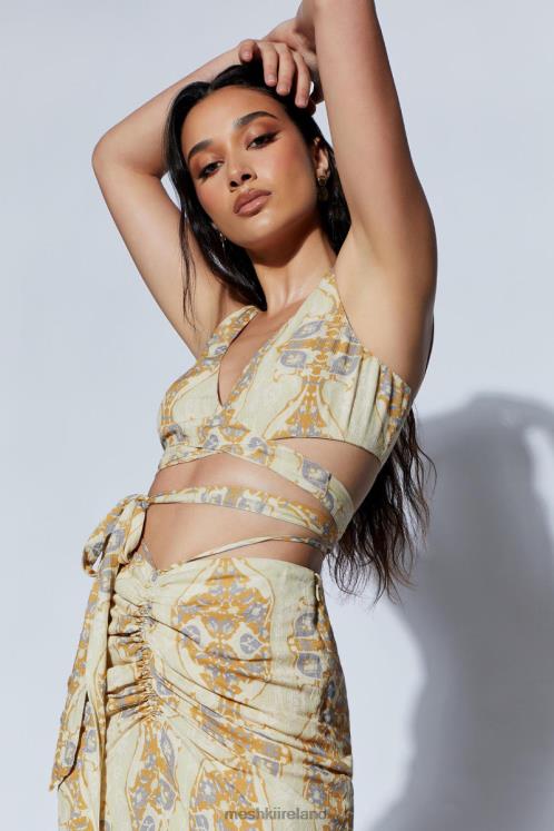 Meshki Ramona Functional Wrap Crop Top Clothing Persian Print 6DX221127