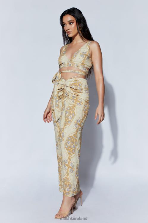 Meshki Ramona Functional Wrap Crop Top Clothing Persian Print 6DX221127