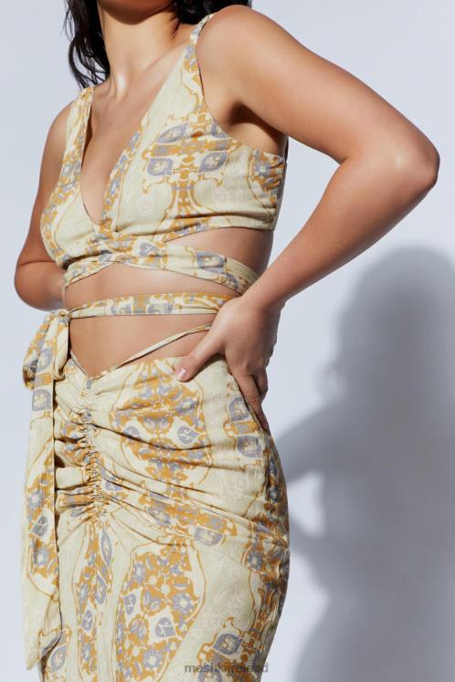 Meshki Ramona Functional Wrap Crop Top Clothing Persian Print 6DX221127