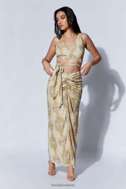 Meshki Ramona Functional Wrap Crop Top Clothing Persian Print 6DX221127