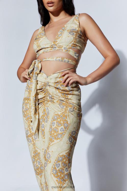 Meshki Ramona Functional Wrap Crop Top Clothing Persian Print 6DX221127