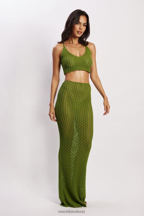 Meshki Rosella Crochet Crop Top Clothing Green 6DX221187