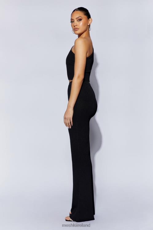 Meshki Rue One Shoulder Flare Sleeve Crop Top Clothing Black 6DX22973