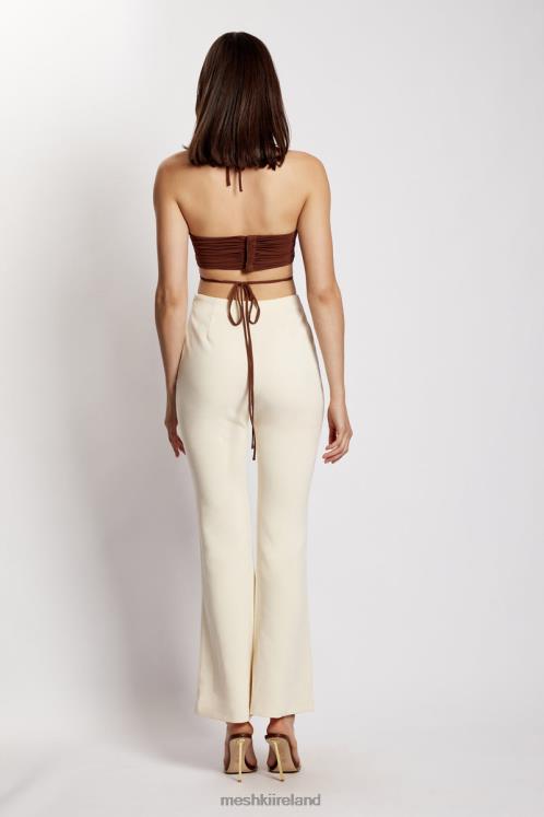 Meshki Sabrina Ruched Halter Crop Top Clothing Chocolate 6DX221169