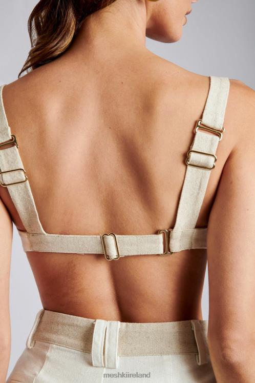 Meshki Yalda Contrast Panel Linen Bustier Clothing White 6DX221170