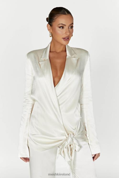 Meshki Aspyn Satin Blazer Jacket Clothing Ivory 6DX221653