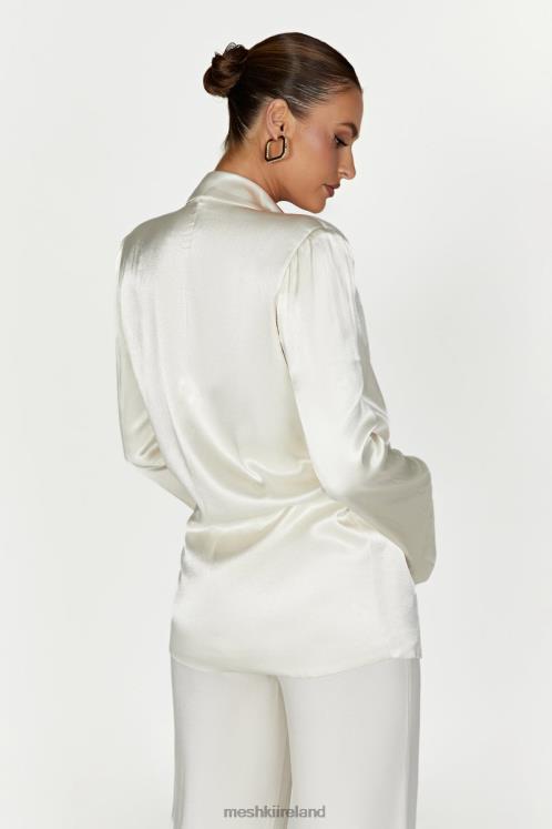 Meshki Aspyn Satin Blazer Jacket Clothing Ivory 6DX221653