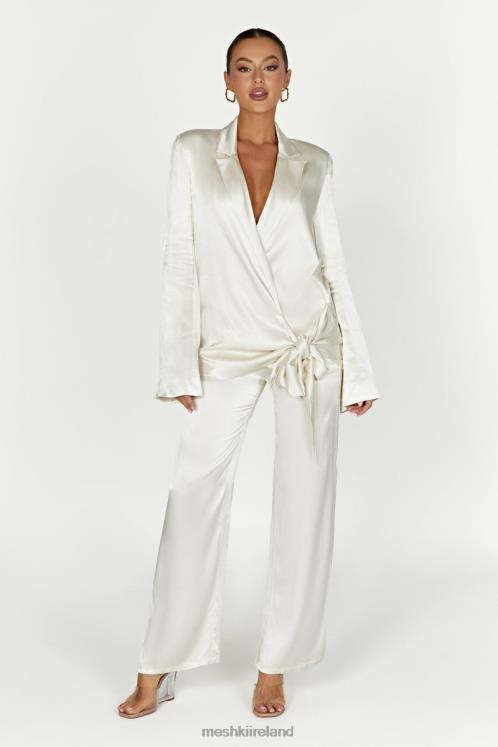 Meshki Aspyn Satin Blazer Jacket Clothing Ivory 6DX221653