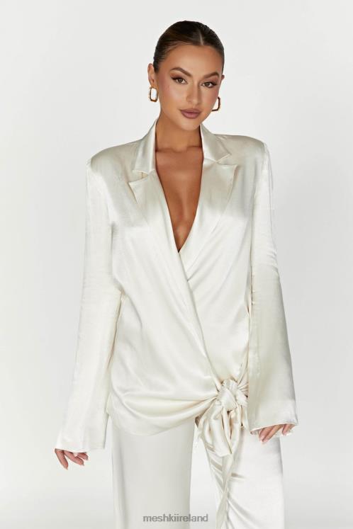Meshki Aspyn Satin Blazer Jacket Clothing Ivory 6DX221653