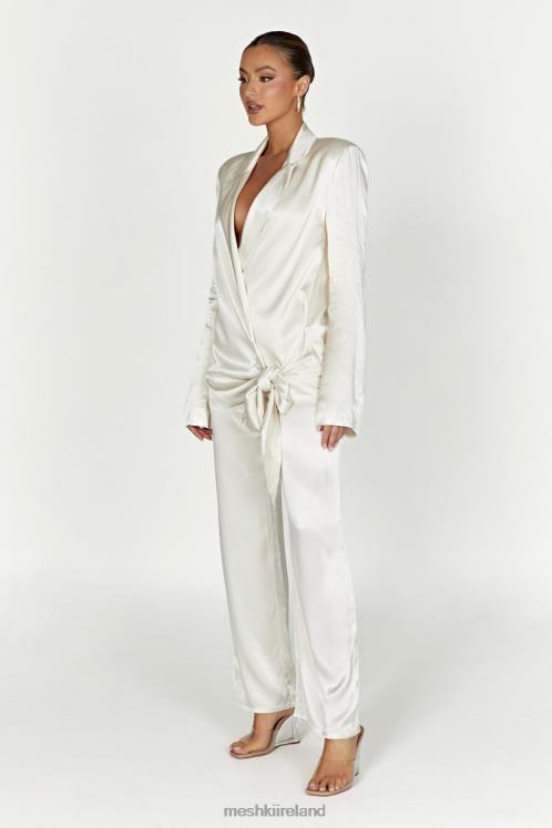 Meshki Aspyn Satin Blazer Jacket Clothing Ivory 6DX221653