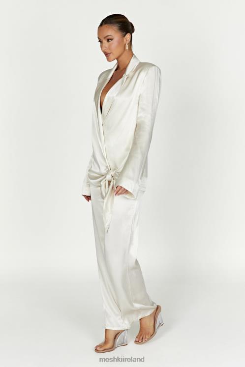 Meshki Aspyn Satin Blazer Jacket Clothing Ivory 6DX221653