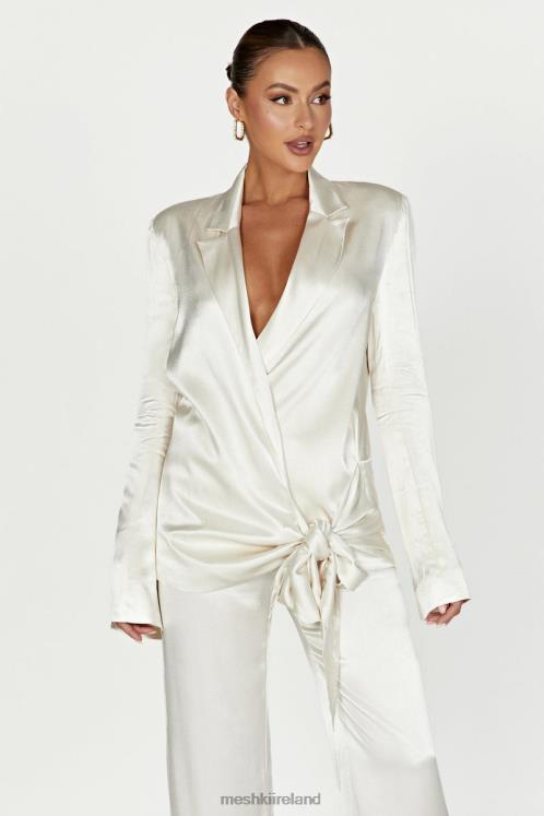 Meshki Aspyn Satin Blazer Jacket Clothing Ivory 6DX221653