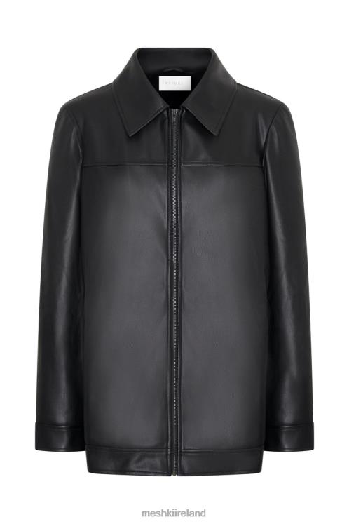 Meshki Savannah Faux Leather Aviator Jacket Clothing Black 6DX221648