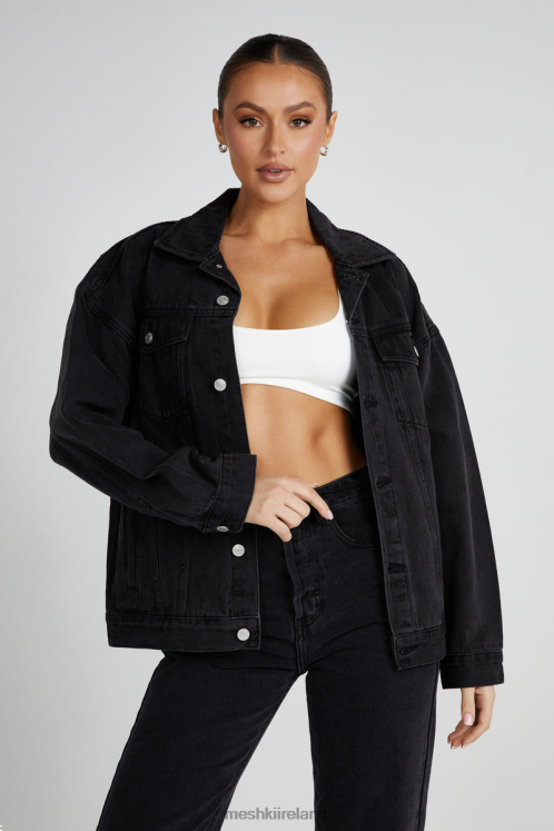 Meshki Sion Oversized Denim Jacket Clothing Washed Black 6DX221325