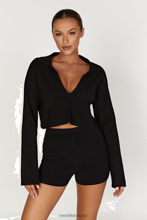 Meshki Lennox Collared Knit Jumper Clothing Black 6DX22913